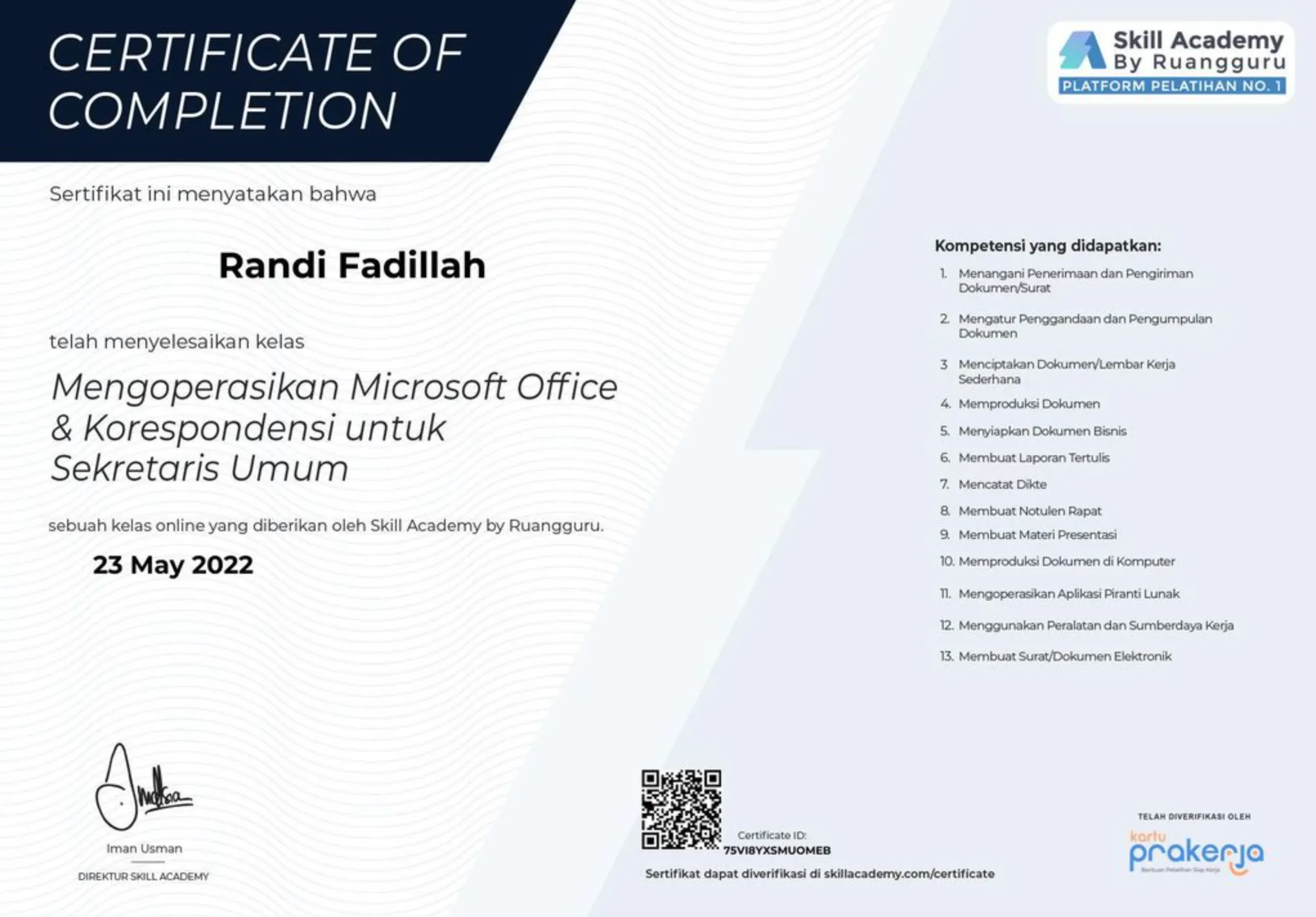 Mengoperasikan Microsoft Office & Korespondensi untuk Sekretaris Umum